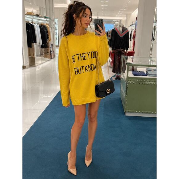 Gucci Sweaters - Gucci “If They Did” GG Logo Yellow Wool Oversized Unisex Sweater Size M NWT